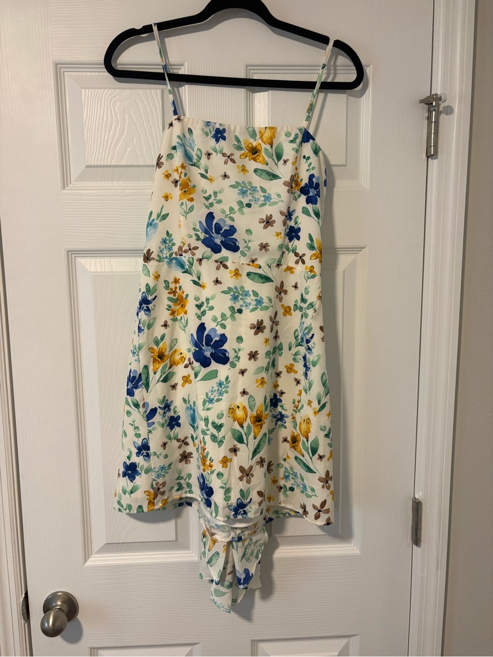 Lulu's White Floral Sundress with Blue and Yellow Blooms